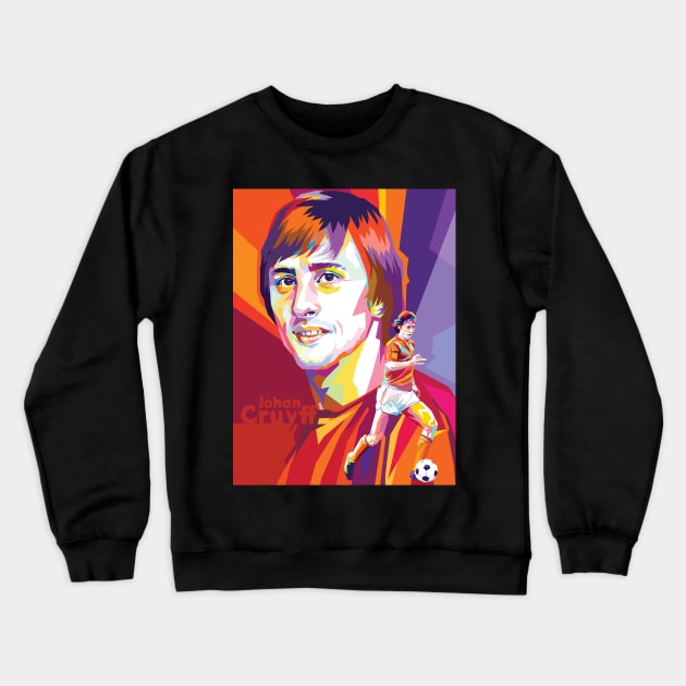 Johan Cruyff football legend T-shirt Crewneck Sweatshirt by Mulyadi Walet